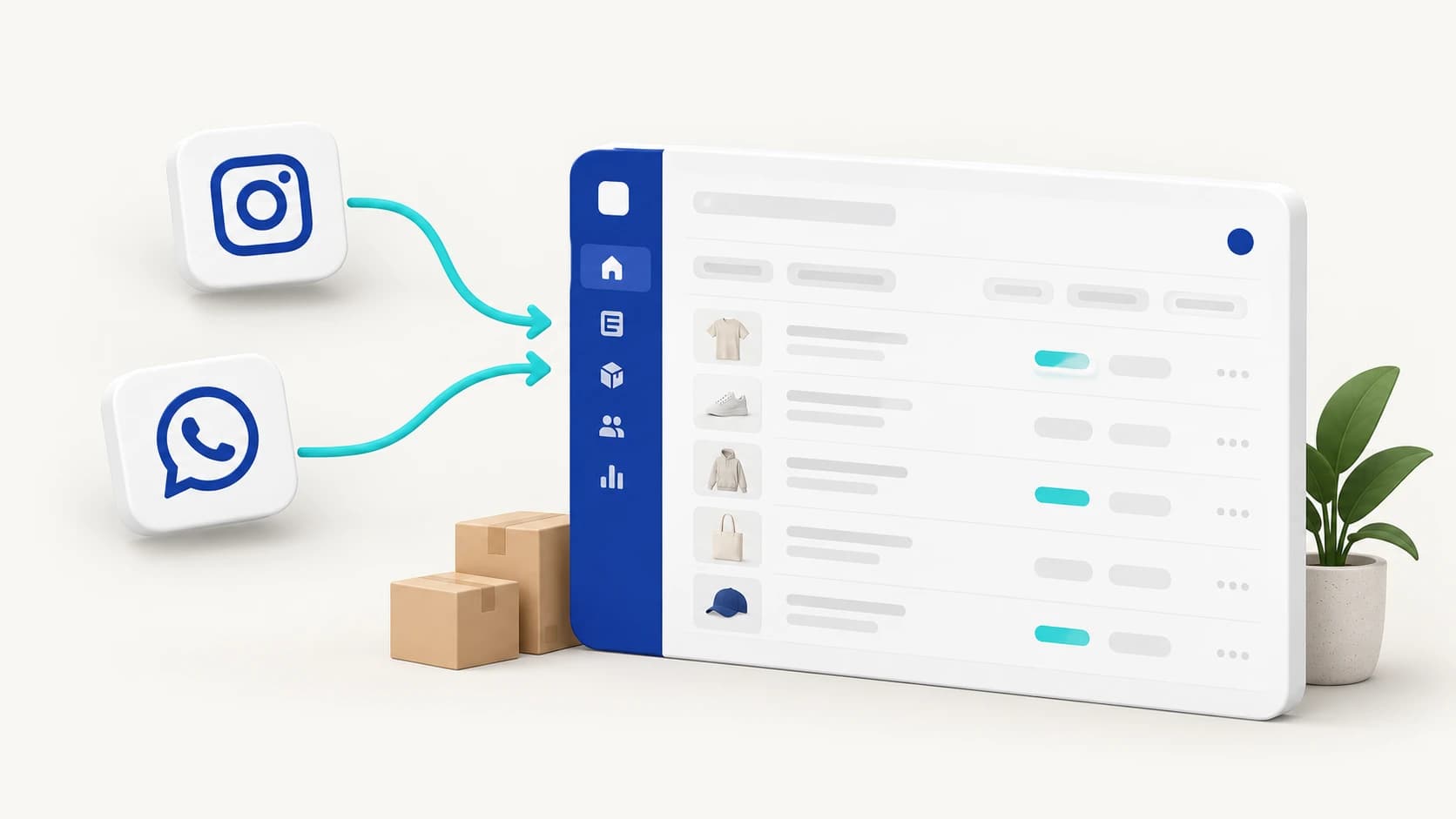 Clean dashboard view showing order management replacing smartphone chat screens.